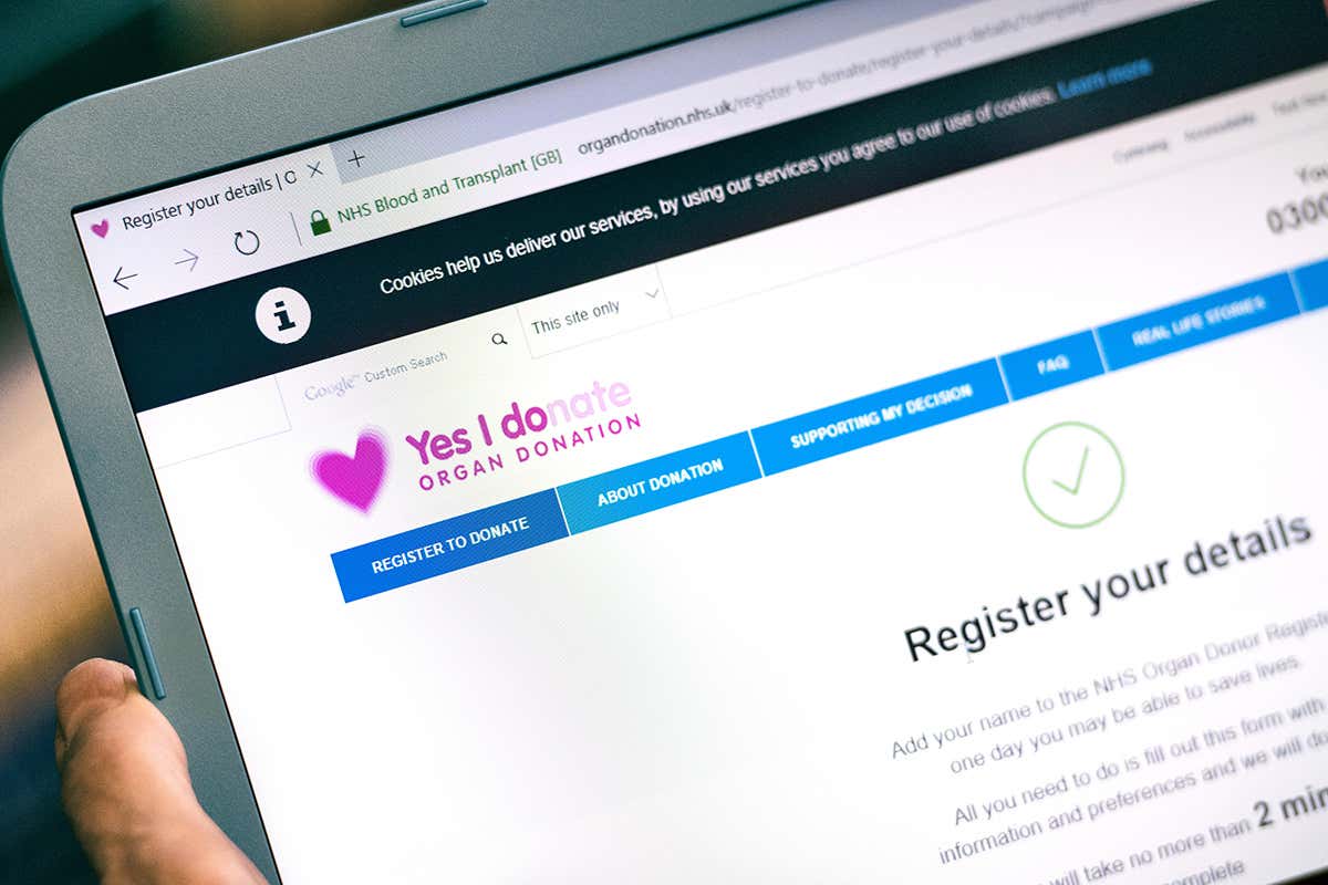 Donor registration screen