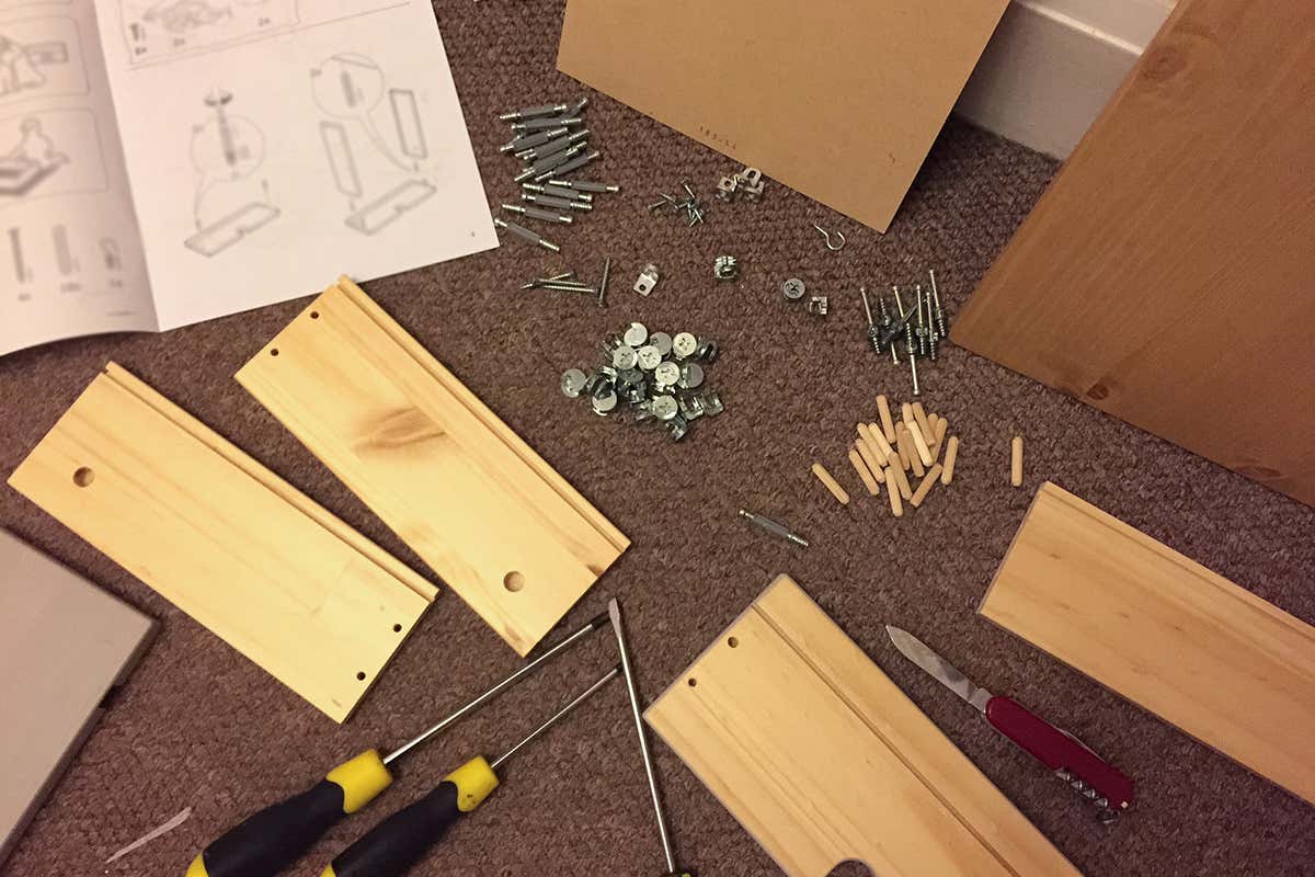 Flat pack furniture yet to be assembled