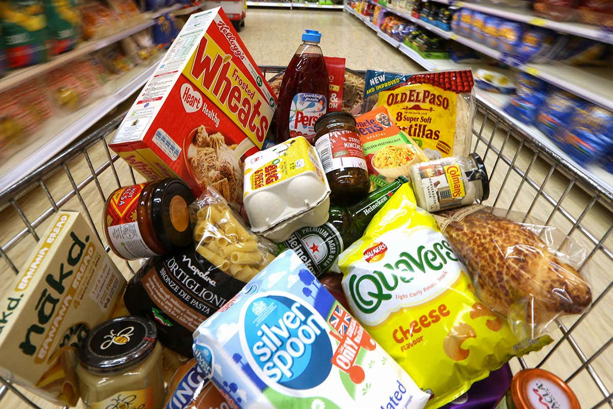 Food in supermarket trolley