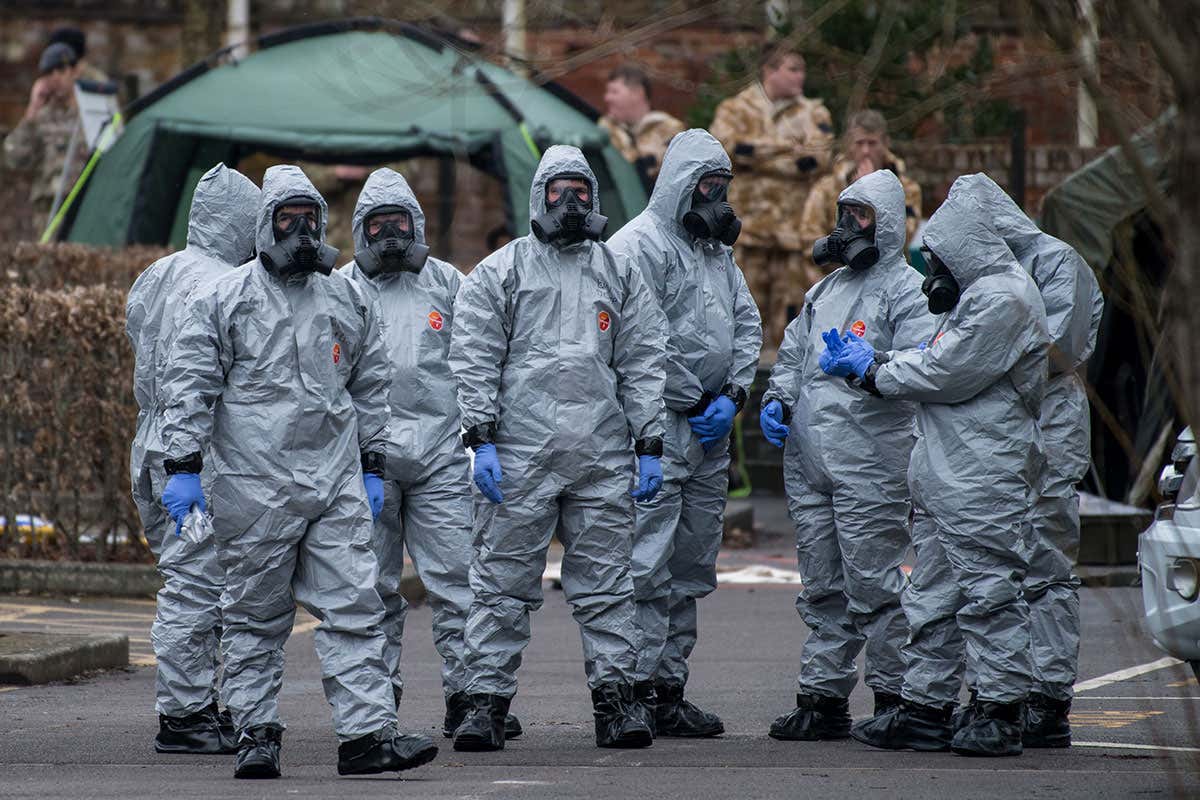 Military personnel investigating the poisoning of Sergei Skripal on 11 March in Salisbury