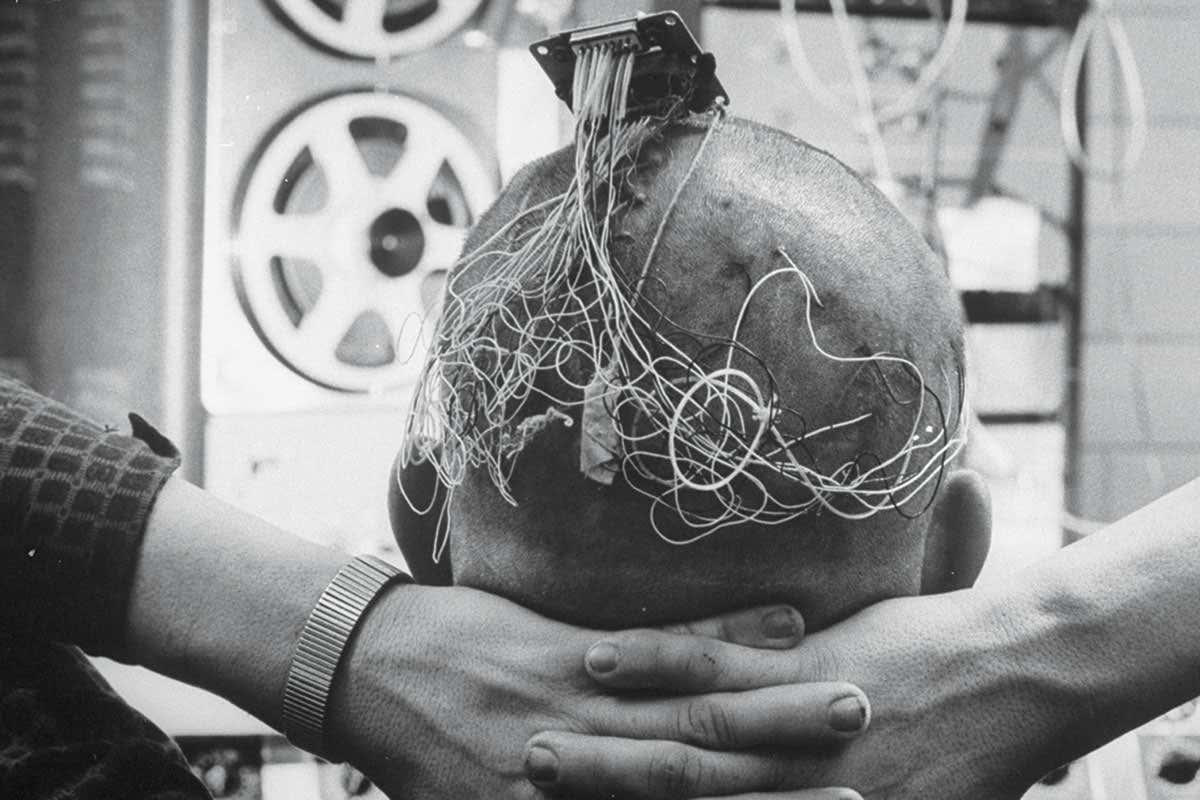 patient wired up with electrodes