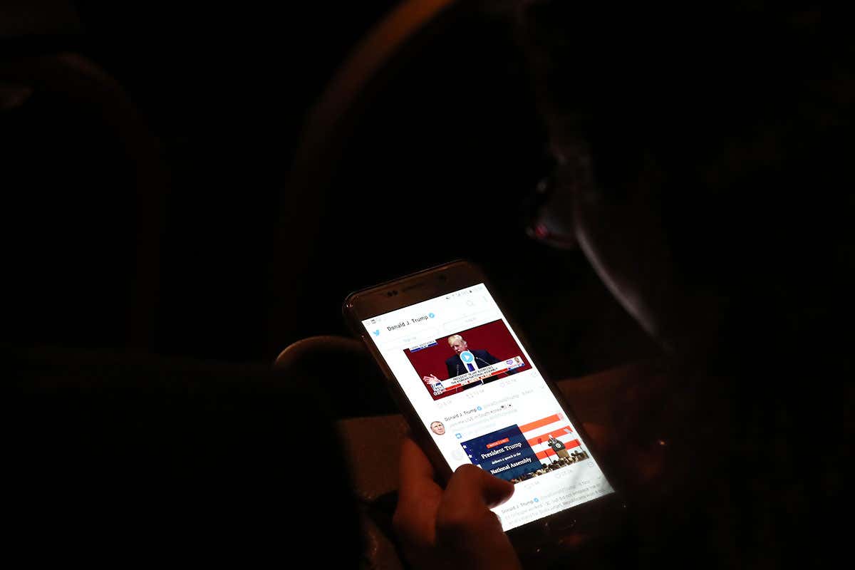 Someone checking their phone