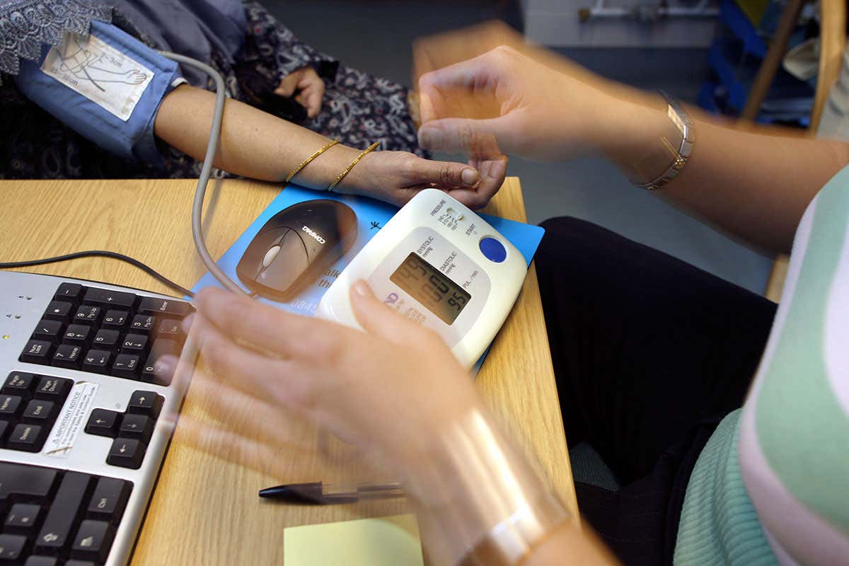 Blood pressure being taken