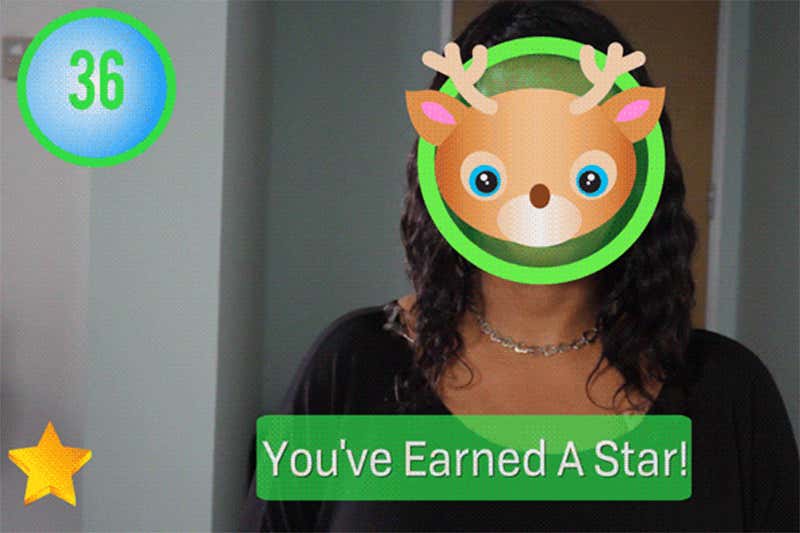 A face tagged in augmented reality