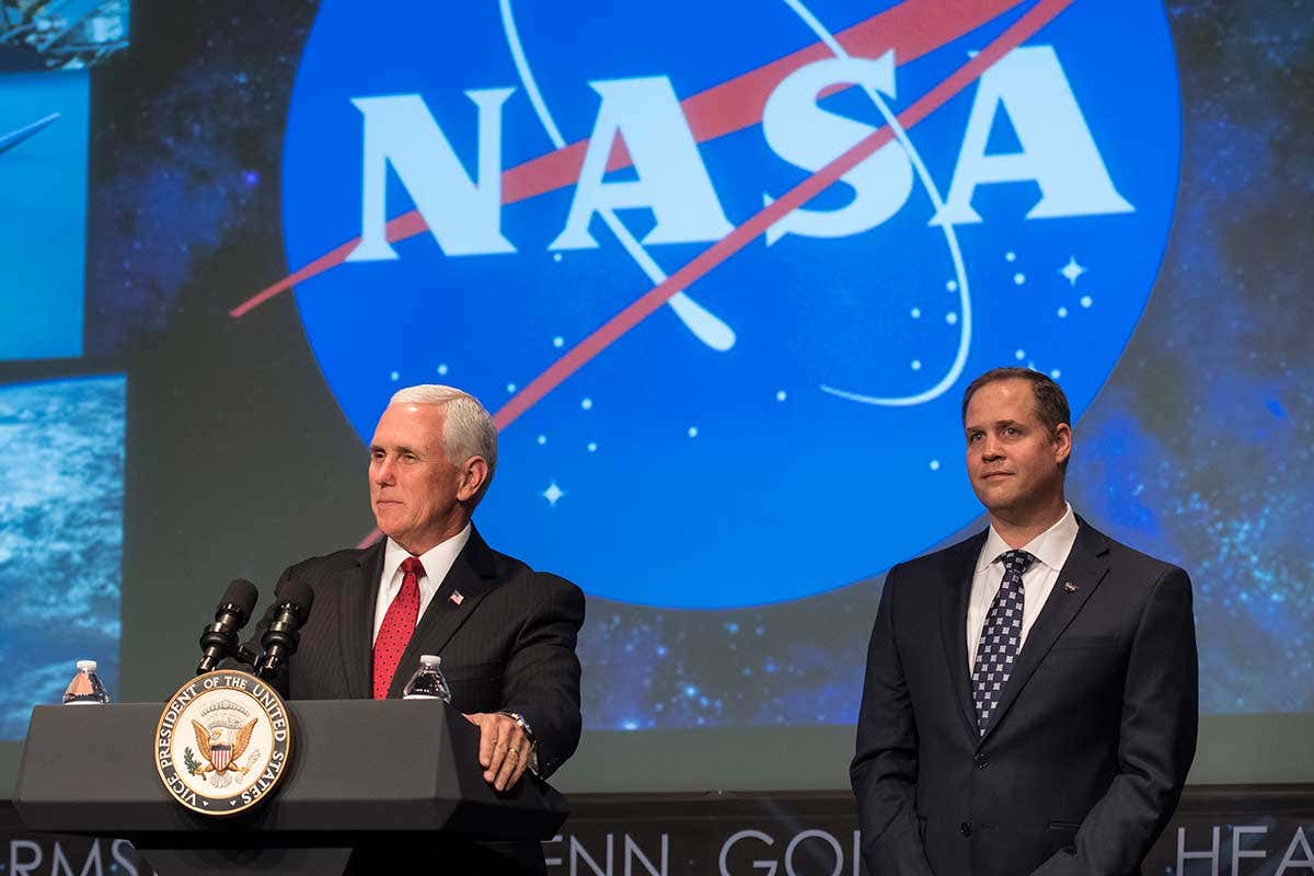 Mike Pence, US vice president (left) and Jim Bridenstine
