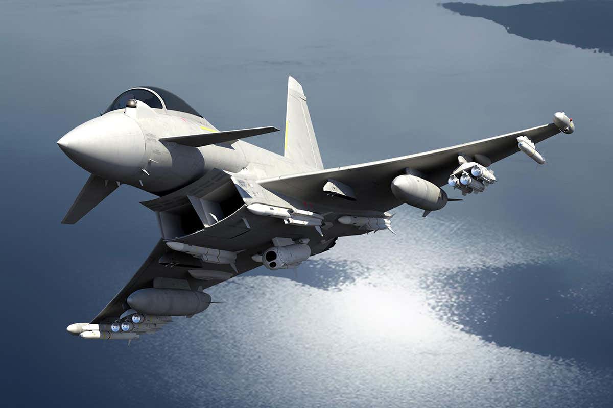 A Typhoon fighter jet launching a missile