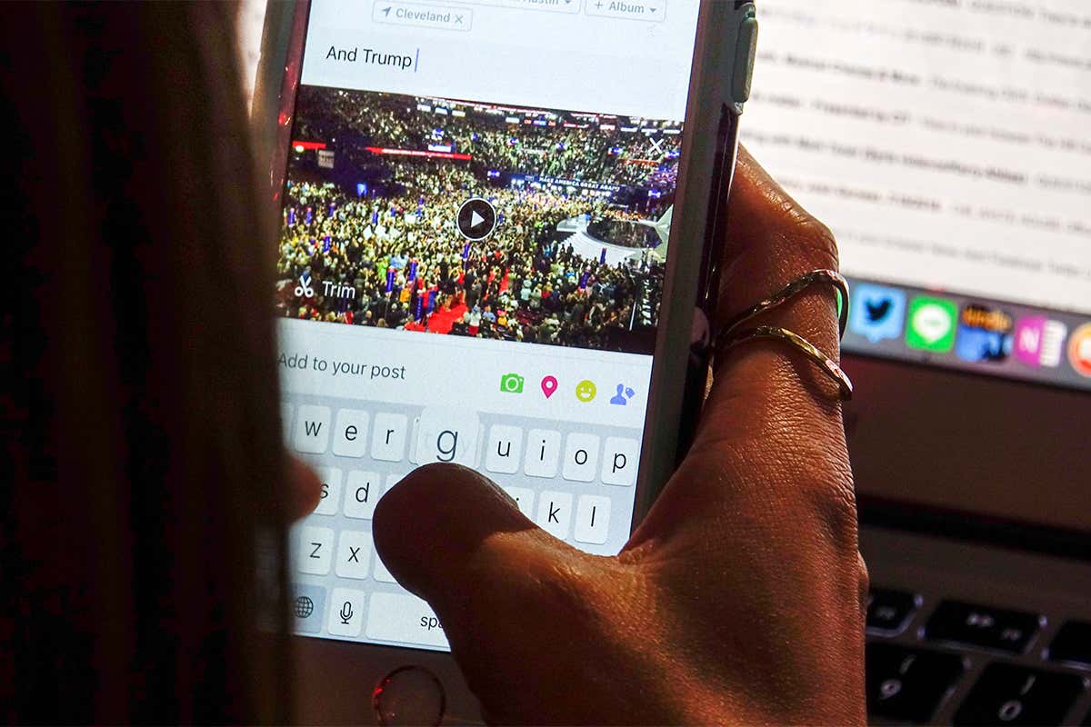 Close-up of someone using social media on their smartphone