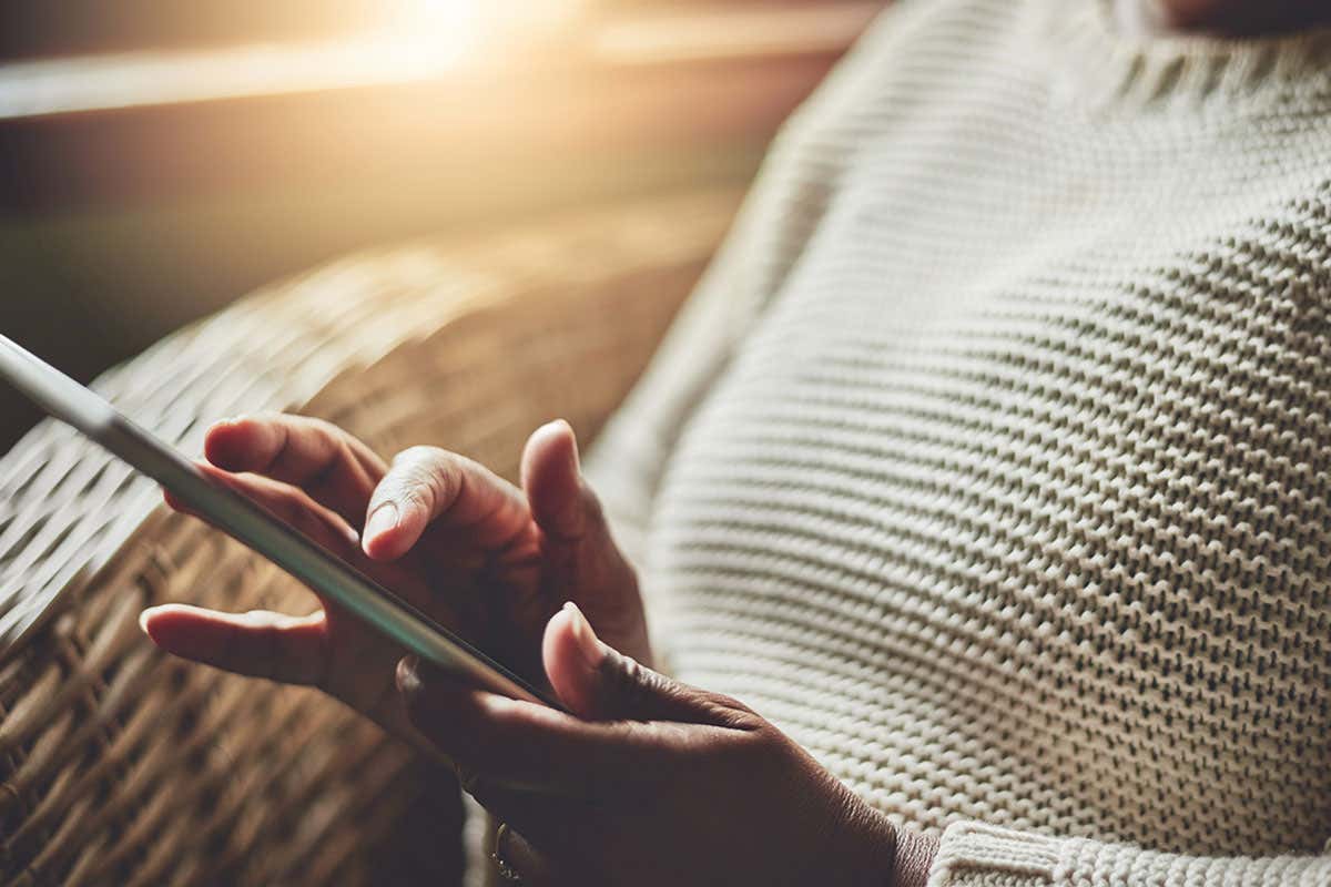 Someone holding a smartphone