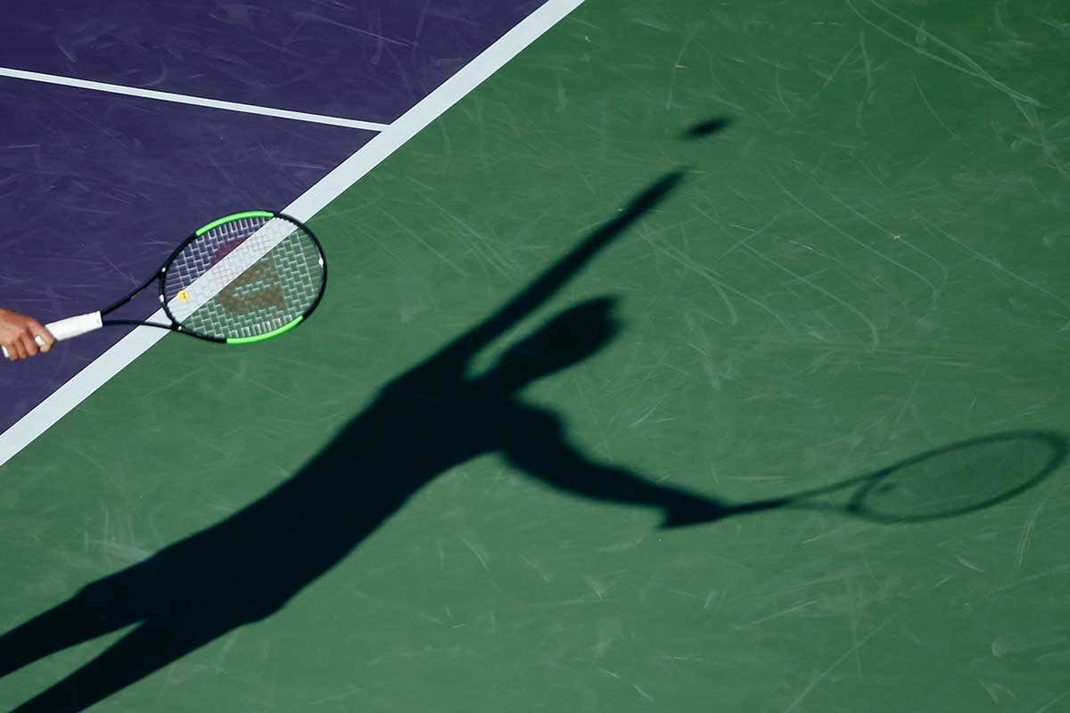 A tennis player's shadow