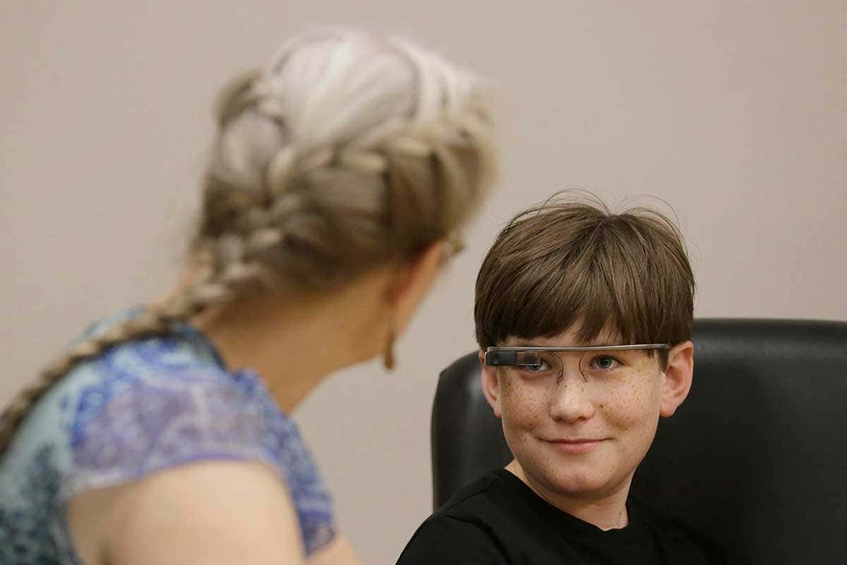 child wearing Google Glass
