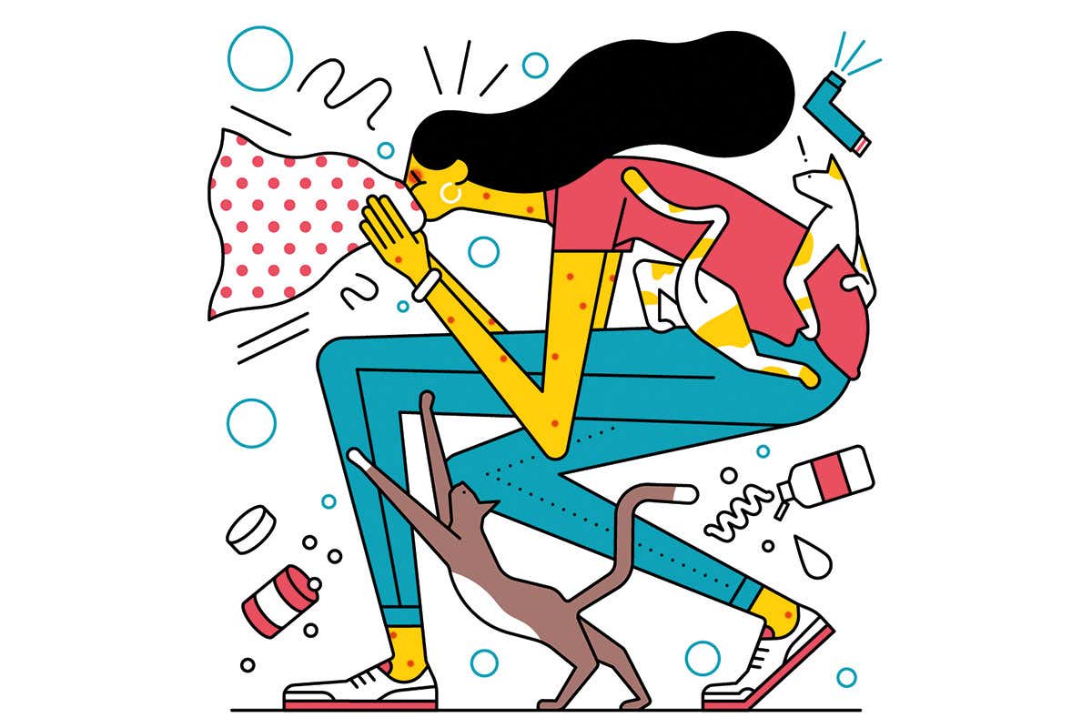 illustration of woman sneezing