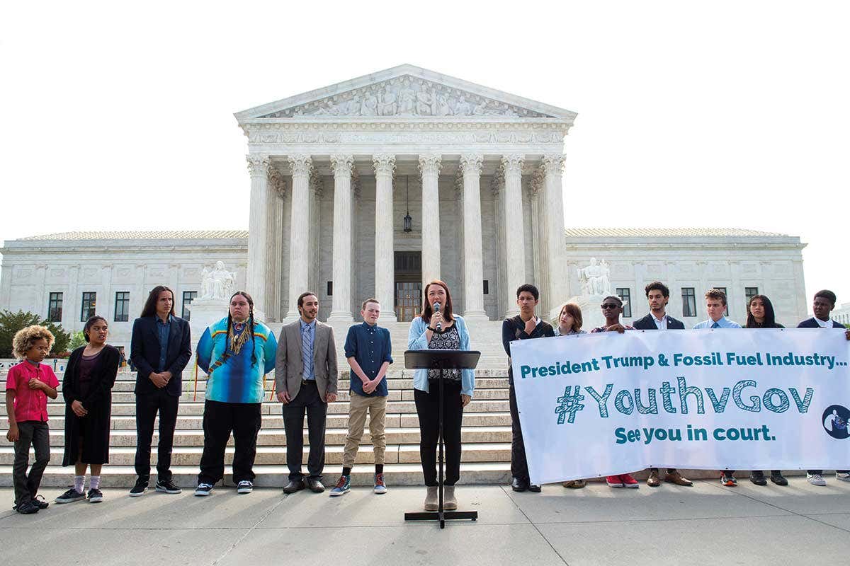 Some of the 21 young people taking the US government to court