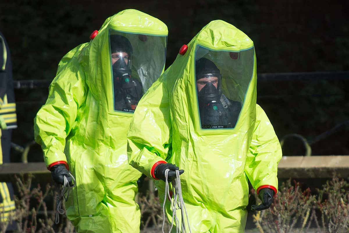People wearing protective clothing
