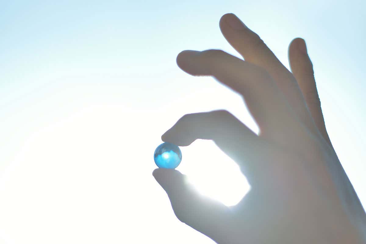 A marble held up to the sun