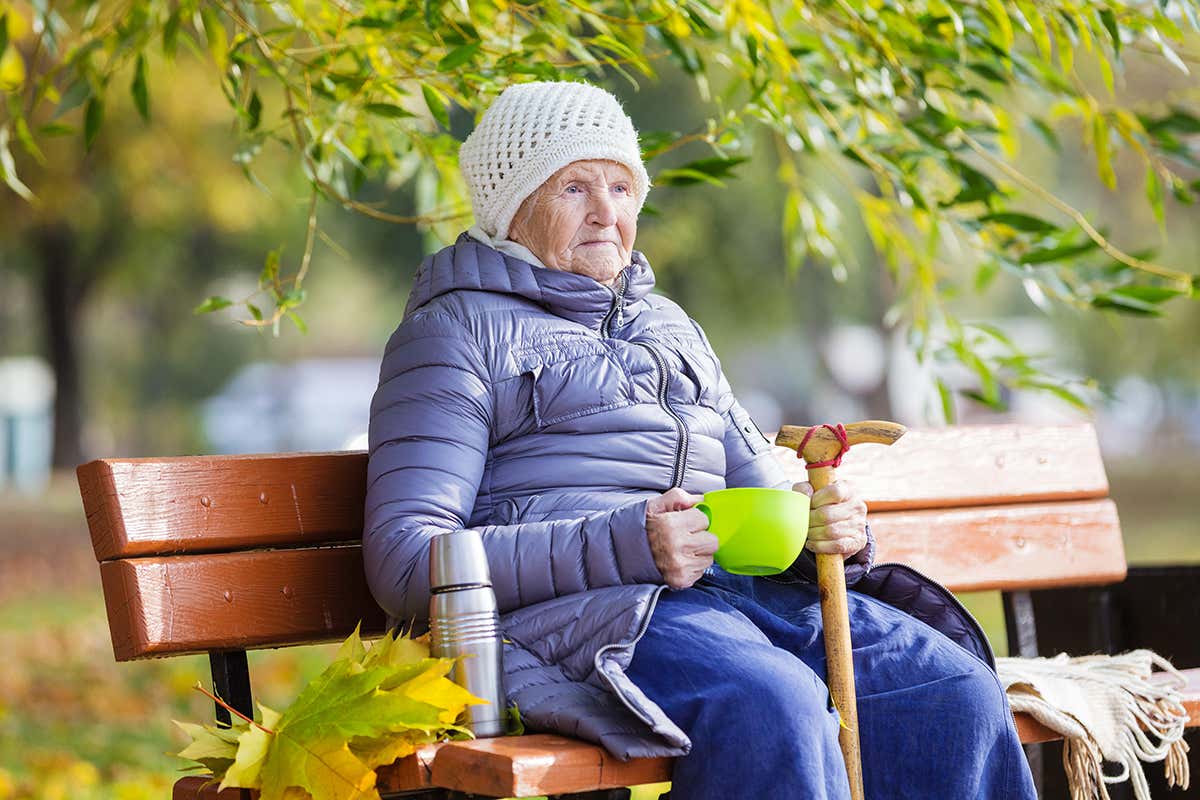 Woman sitting on bench