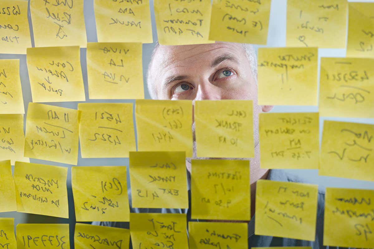 Man with post-it notes