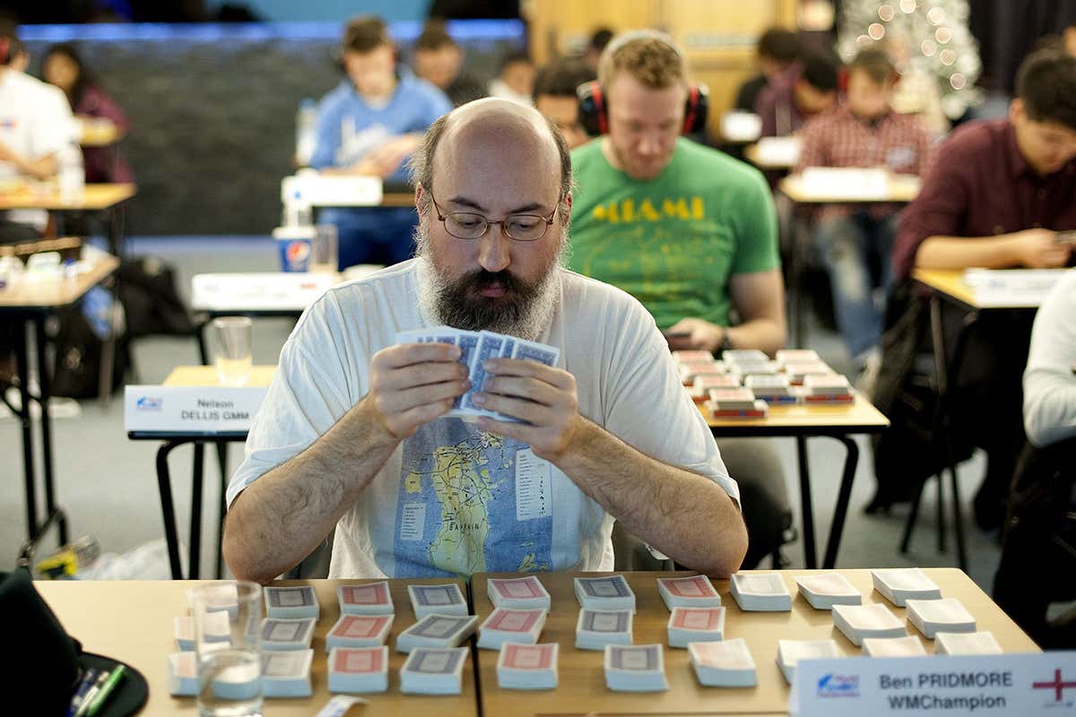 man with playing cards