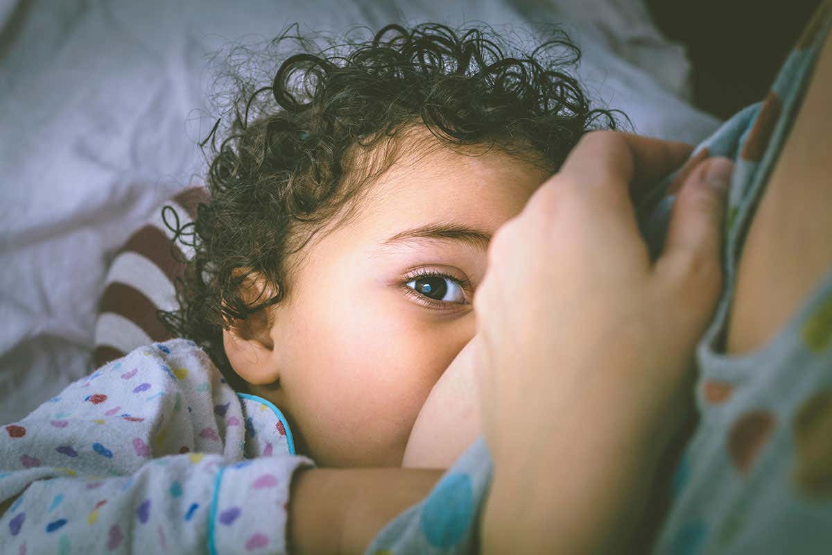 A baby breastfeeding