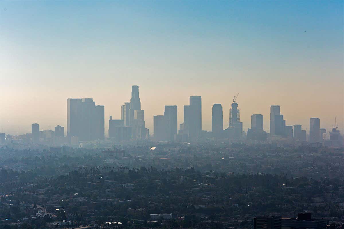 Hazy cityscape of LA