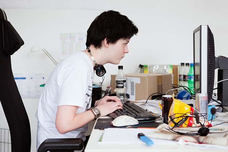 A child at a computer