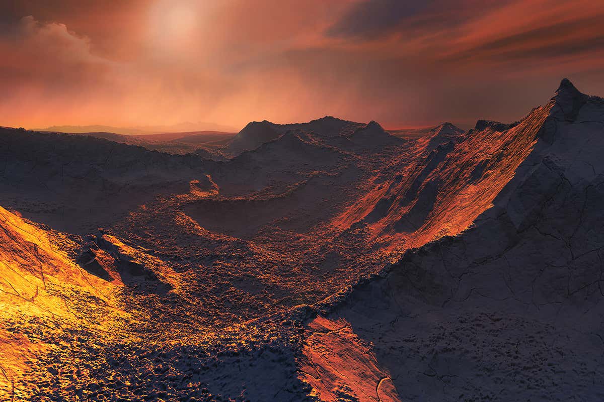 An artist's impression of the surface of a newly discovered super-Earth