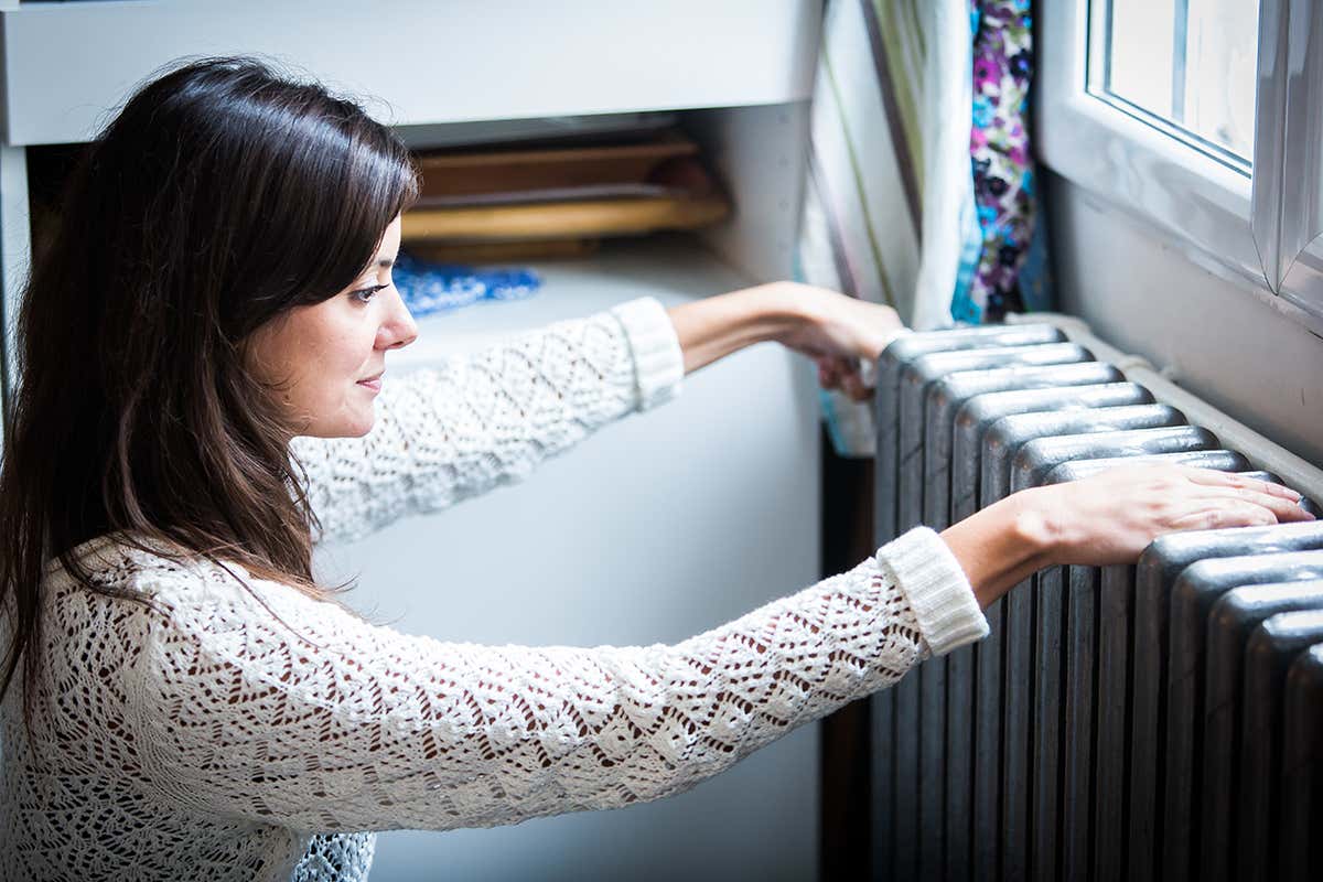 Woman and radiator