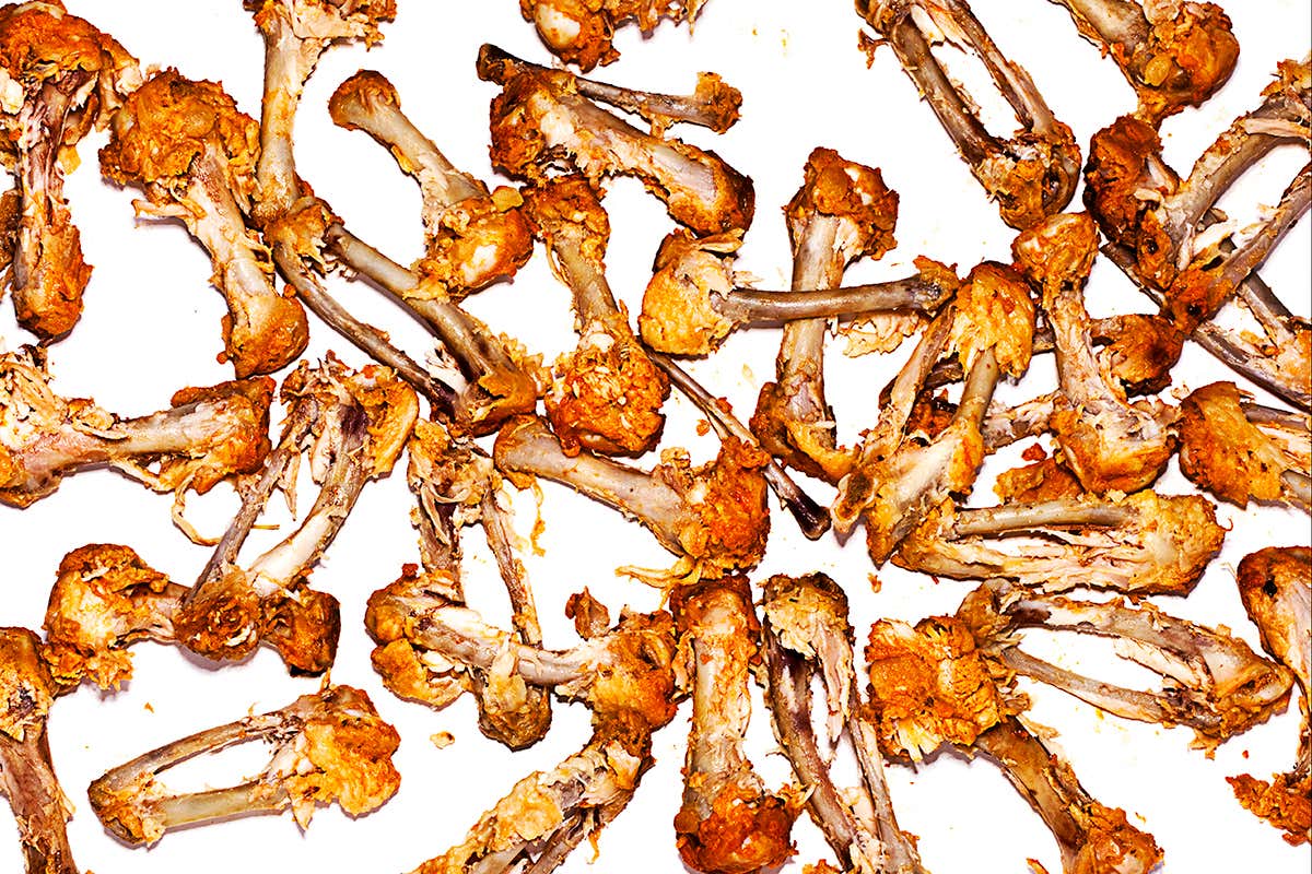 We kill 60 billion chickens a year, and their bones get preserved by landfill