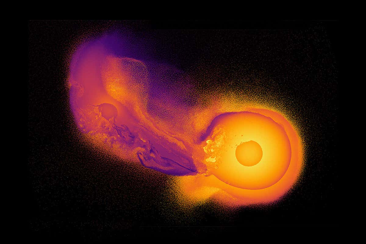 Massive space rock smash-up with Uranus recreated in a riot of colour