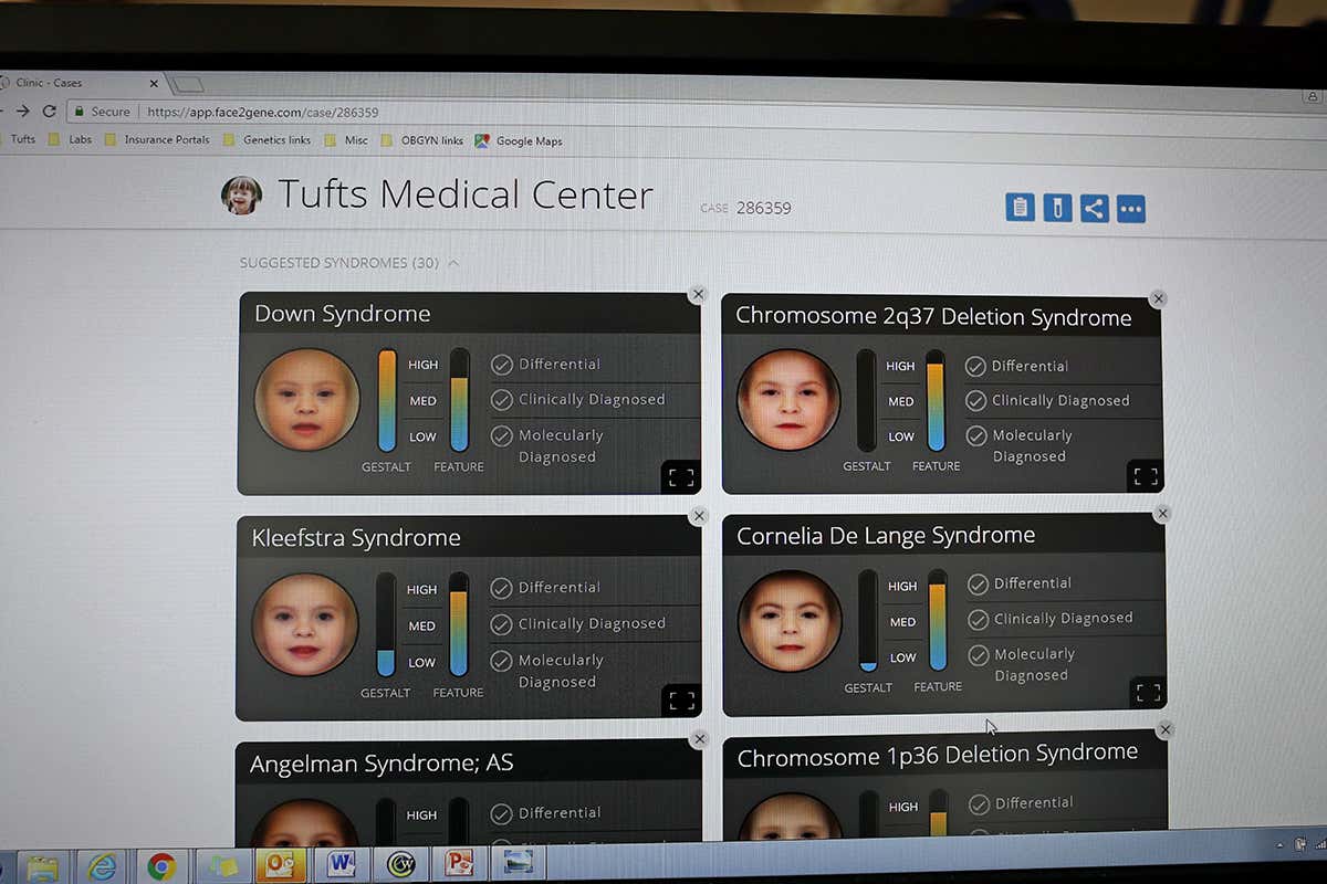 Face analysis software on computer