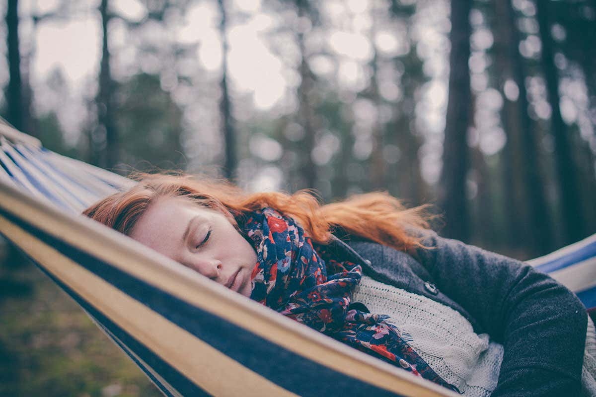 A person in a hammock