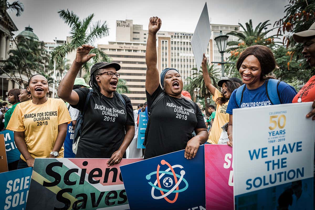 women on teh march for science in south africa