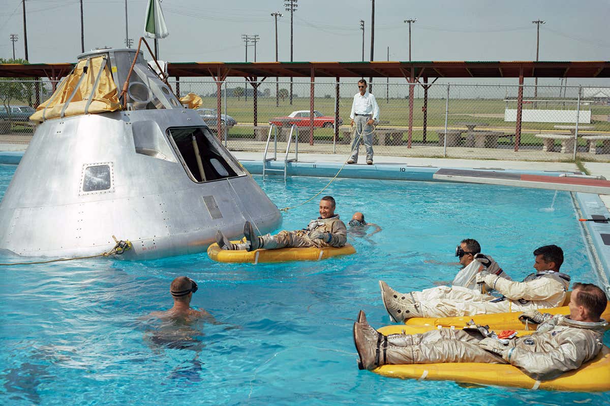 Apollo 1 crew in swimming pool