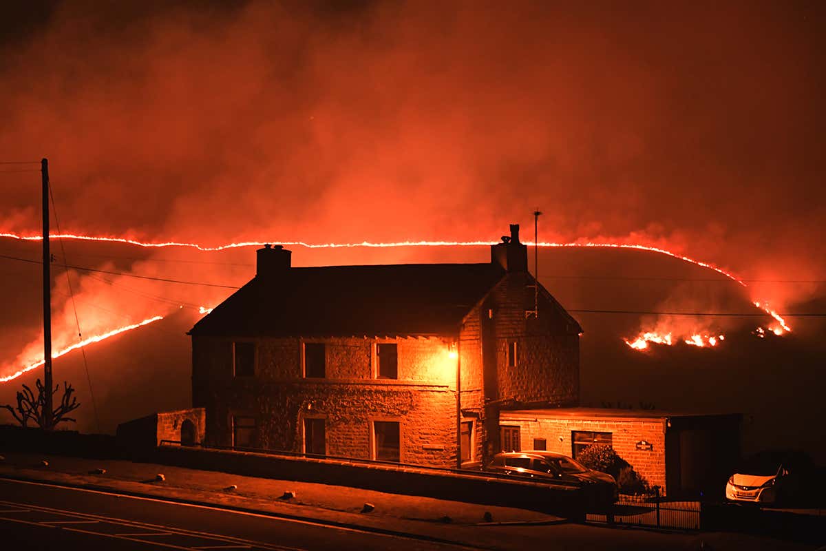 Firefighters tackle moorland blazes fuelled by UK's warm weather