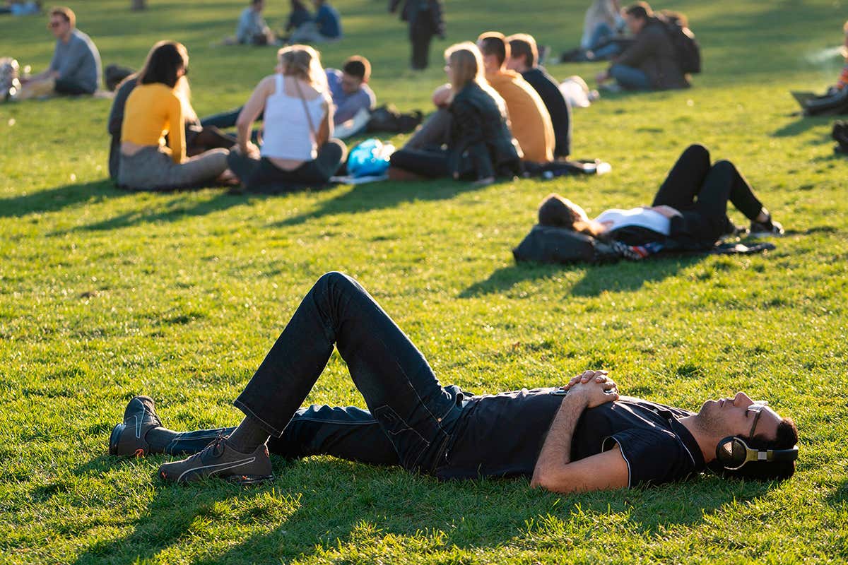 People relaxing in a park