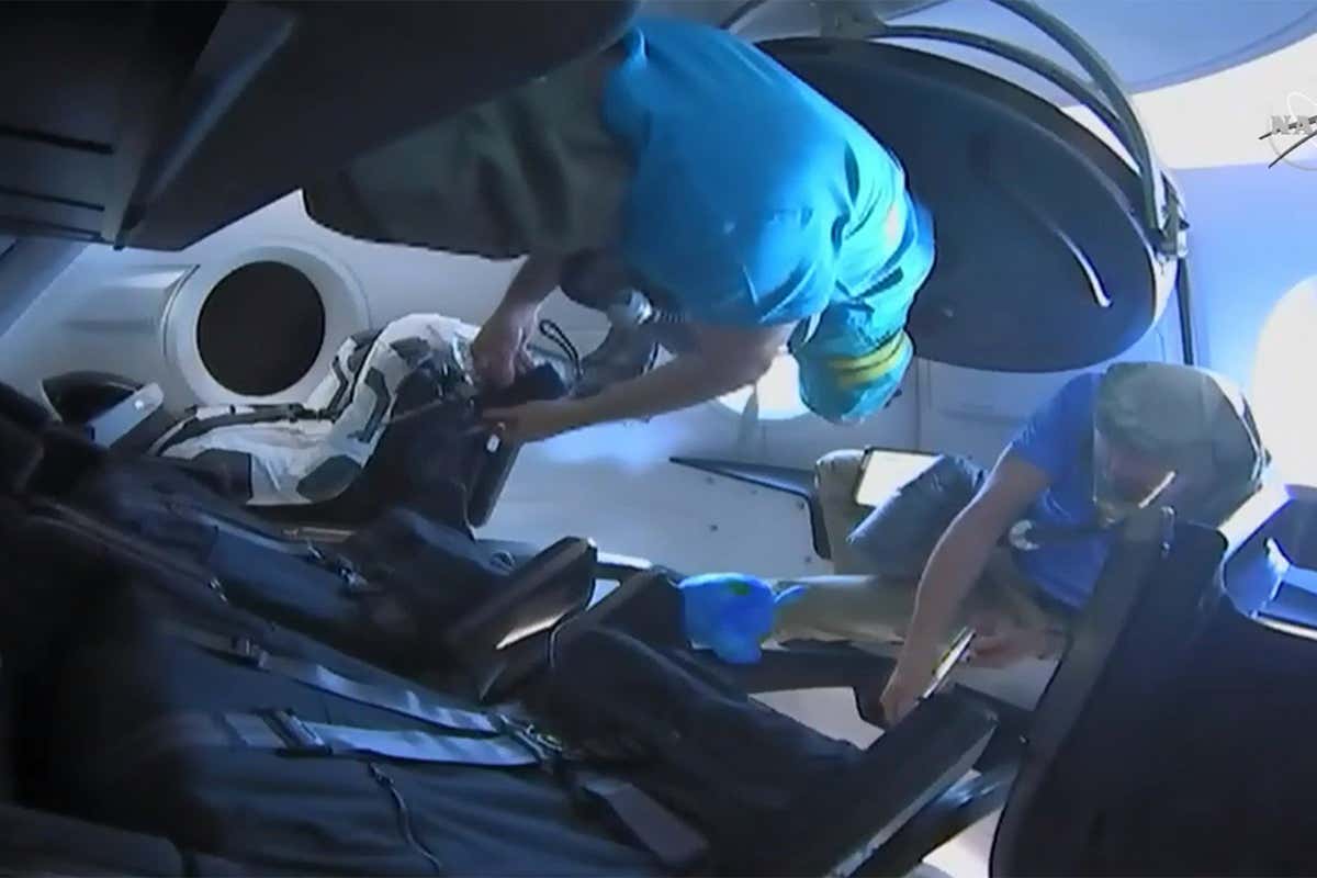 Ripley the dummy arrives at the International Space Station