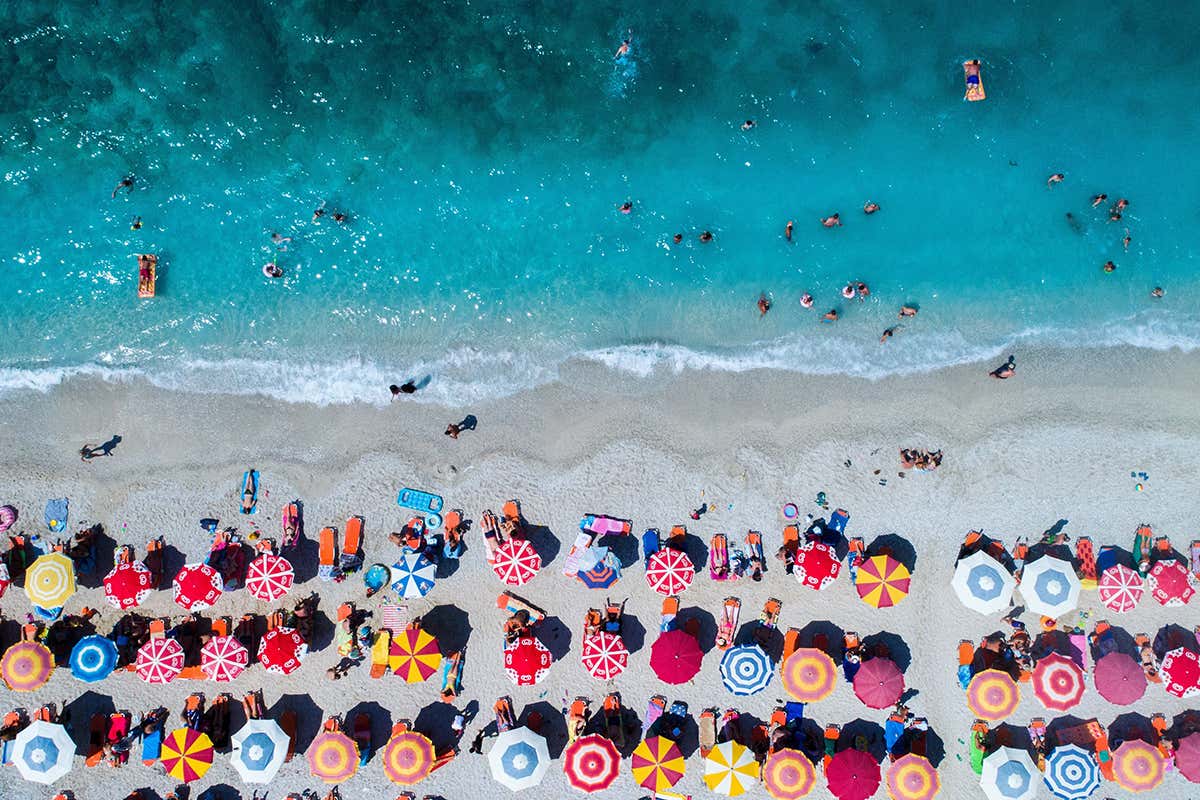 sun umbrellas on beach