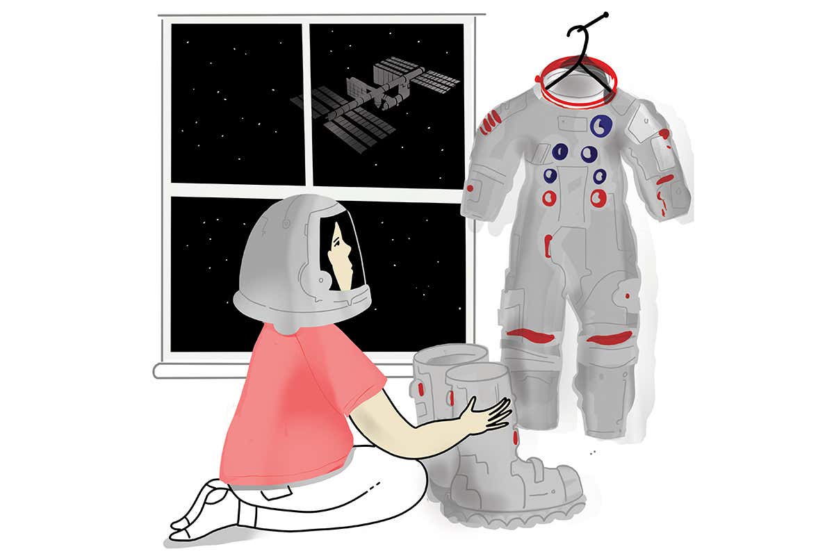 woman astronaut cartoon