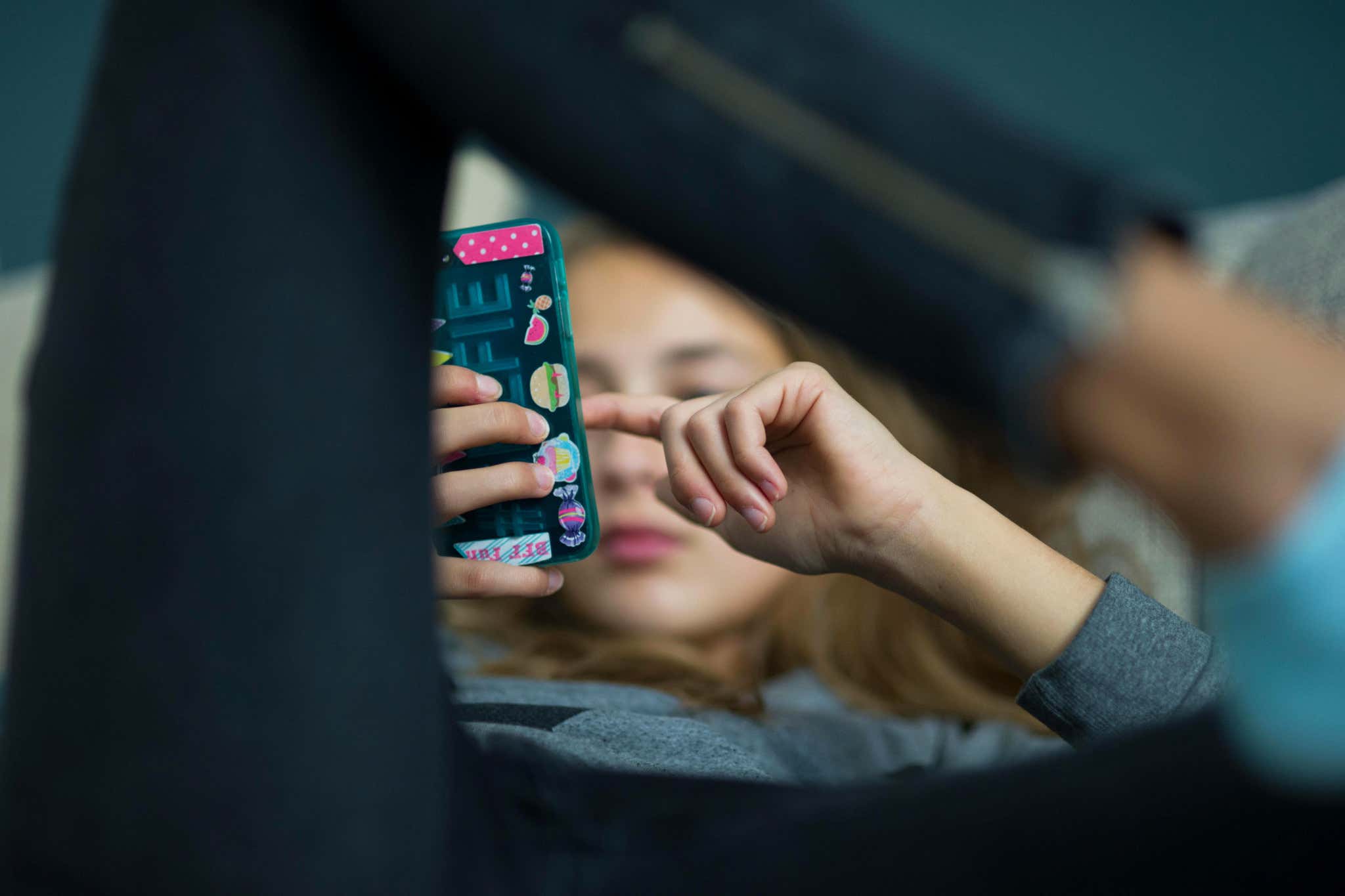 A child on their phone