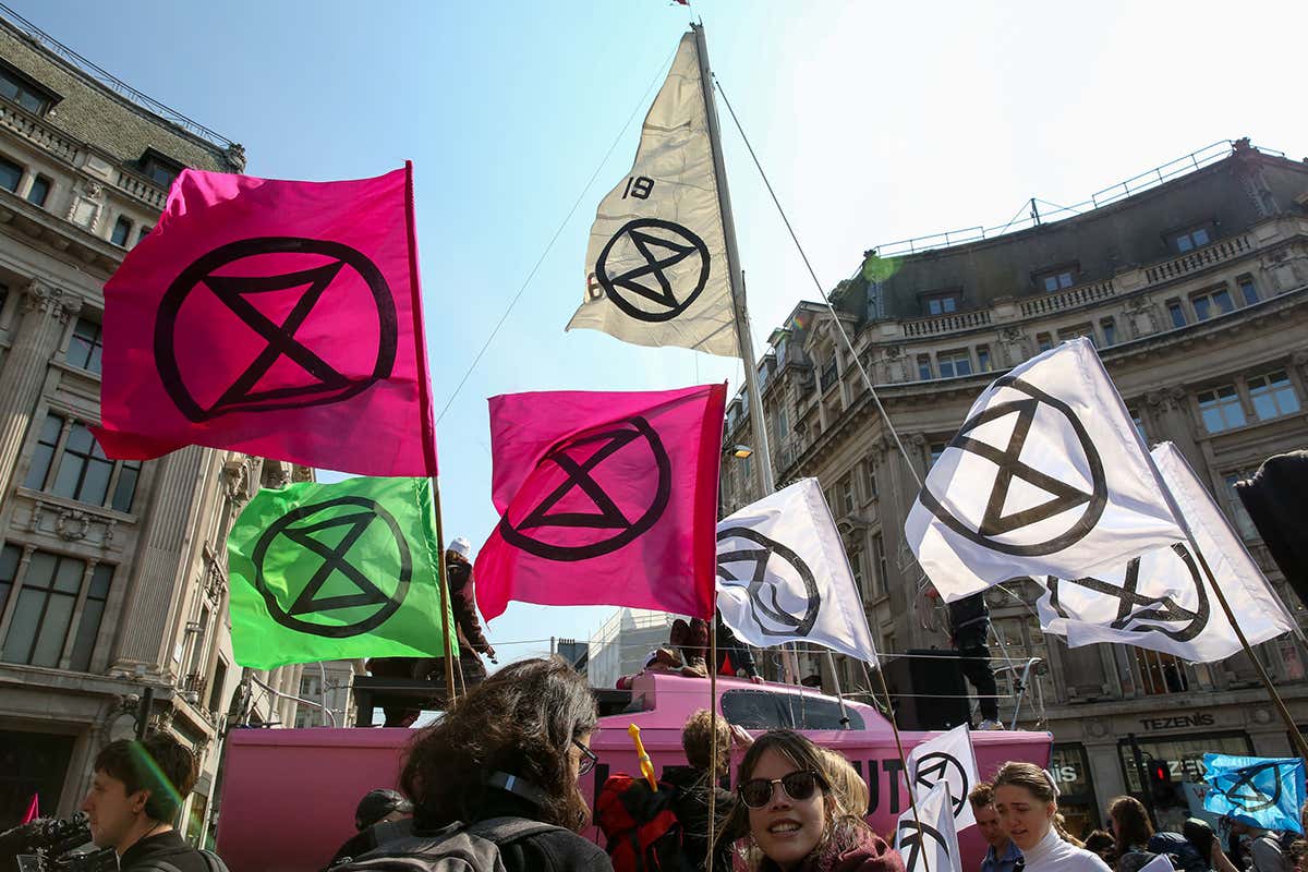 Extinction Rebellion protestors in London on 15 April