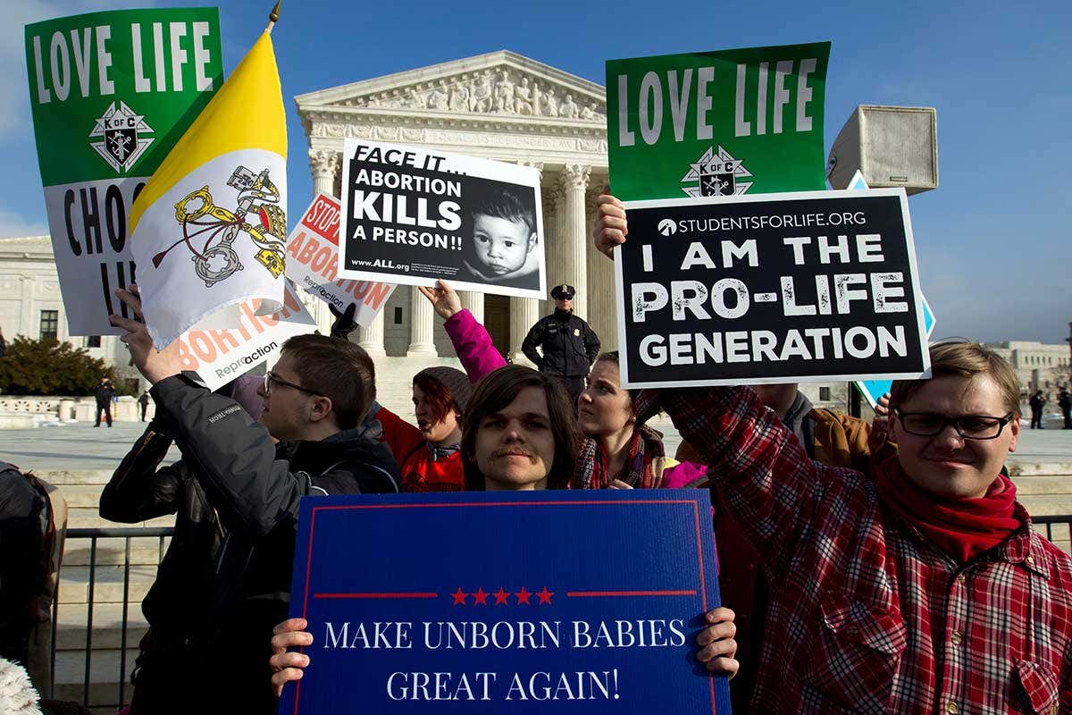 Activists protest outside of the U.S. Supreme Court, during the March for Life in WashingtonMarch For Life, Washington, USA - 18 Jan 2019