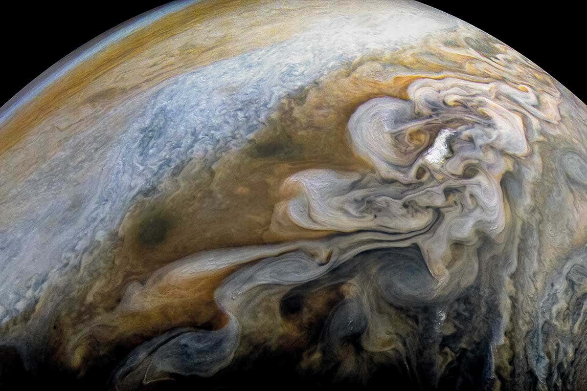 Jupiter's swirling cloud formations