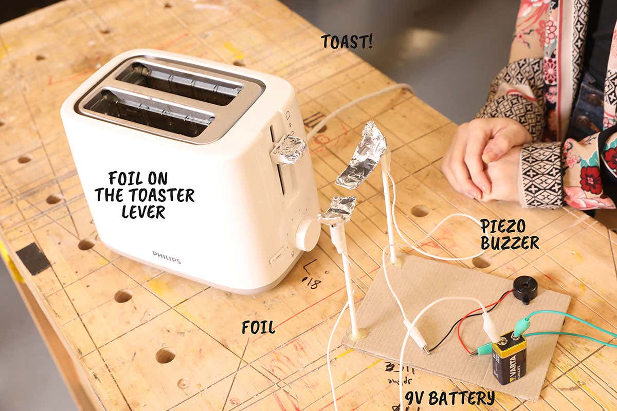 Foil on the toaster lever...