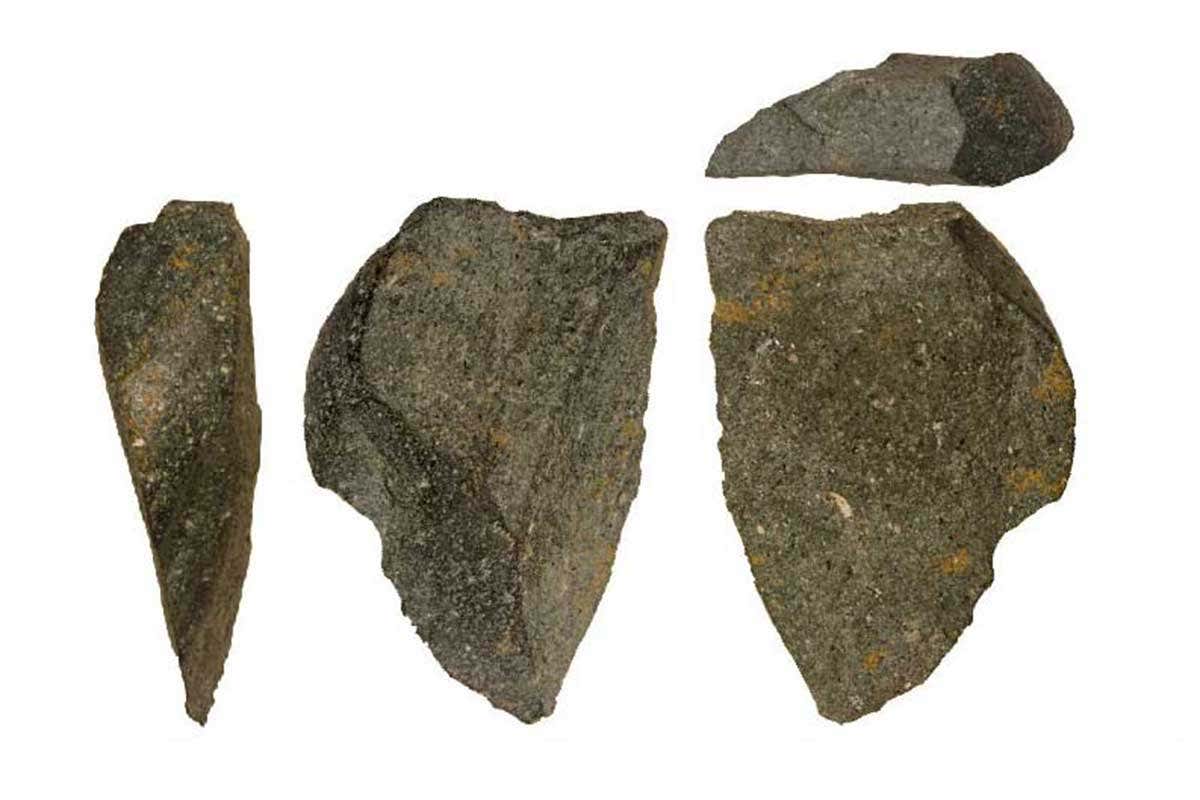 A large stone tool from different angles recovered from sediments in the Ledi-Geraru region of Ethiopia