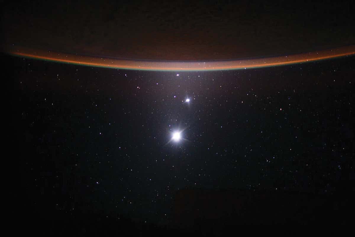 Moon, Venus and Jupiter near Earth