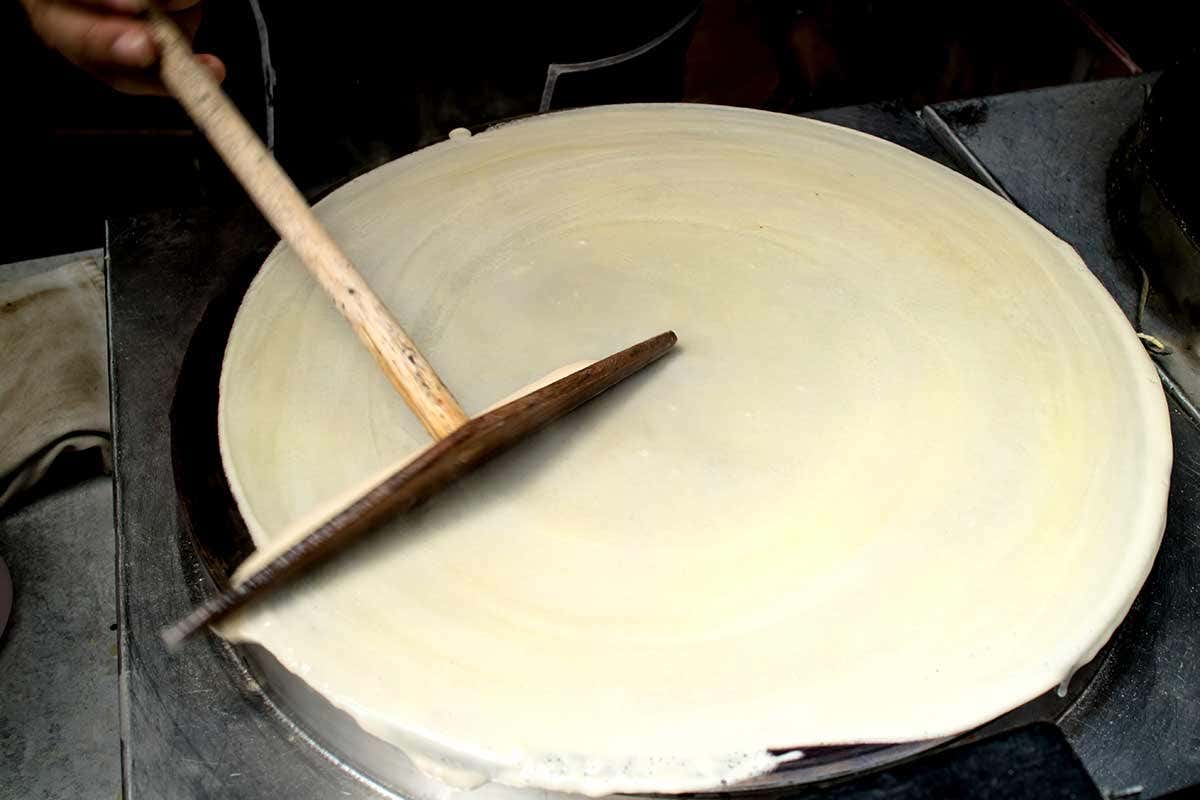 A crepe being made