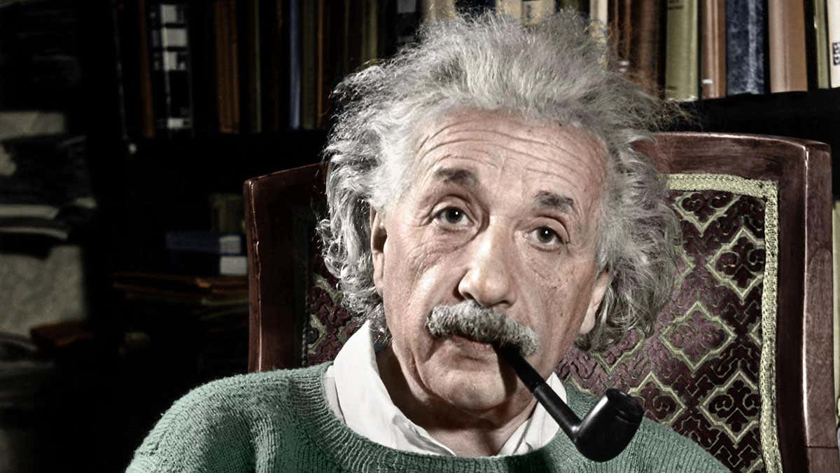 Albert Einstein smoking a pip
