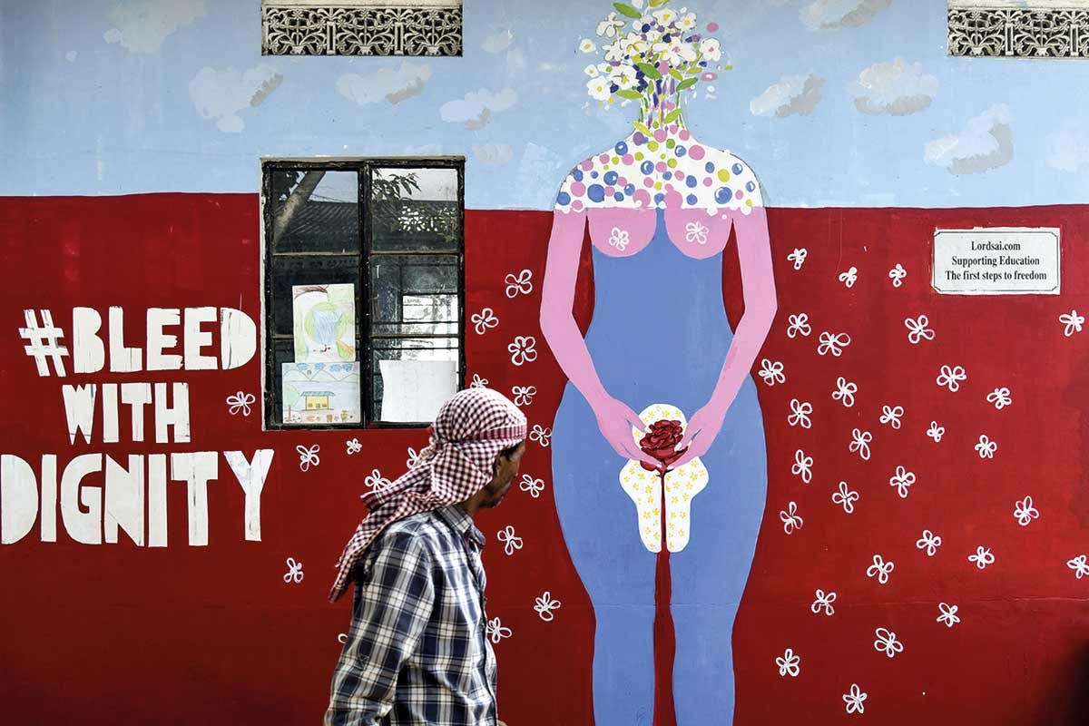 Indian wall painting about menstruation