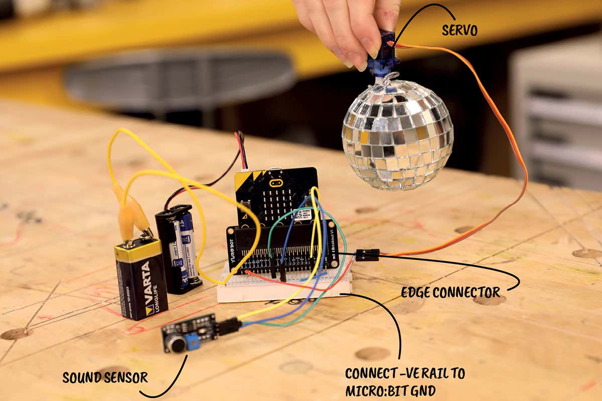 How to use a BBC micro:bit to make a sound-activated mirror ball