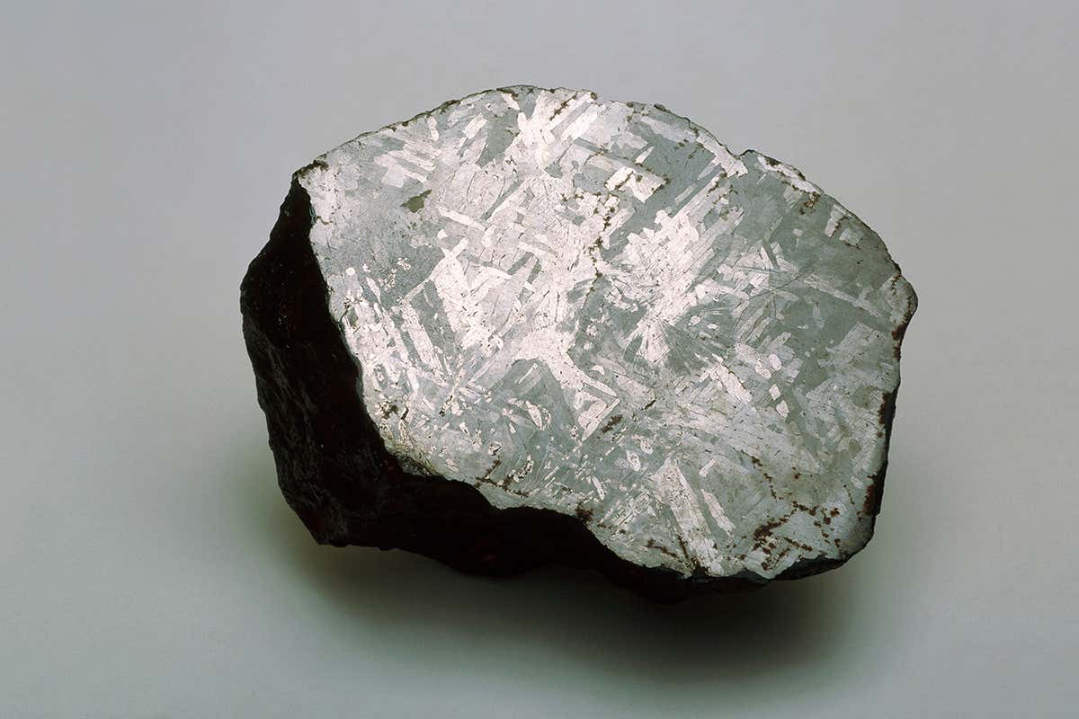 Sectioned fragment from an iron meteorite that caused the Odessa crater in Texas, US, about 50,000 years ago