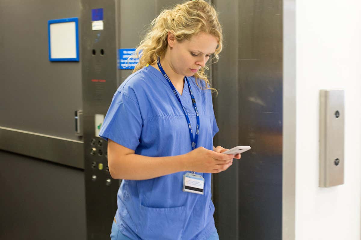 A person on her phone